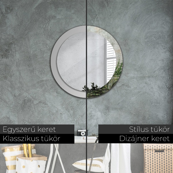 Runder spiegel aufdruck Farnblätter