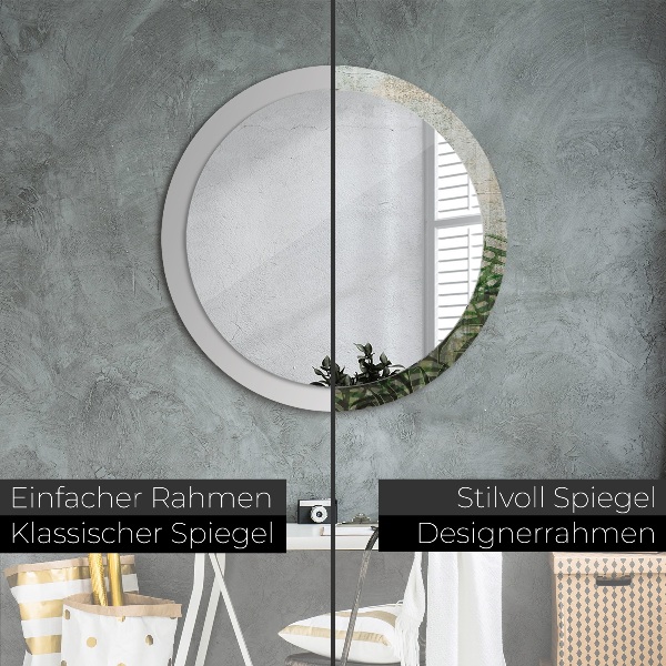 Runder spiegel aufdruck Farnblätter