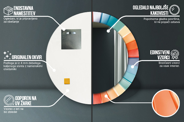 Runder spiegel aufdruck Radiale konzentrische Gürtel