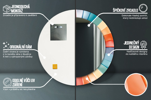 Runder spiegel aufdruck Radiale konzentrische Gürtel