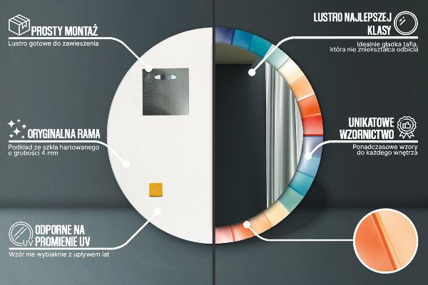 Runder spiegel aufdruck Radiale konzentrische Gürtel