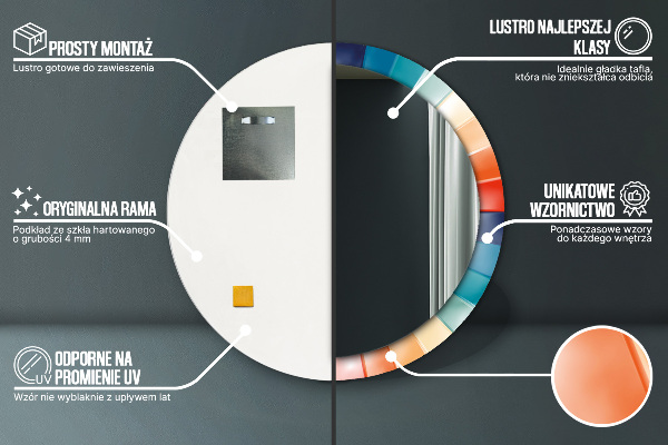 Runder spiegel aufdruck Radiale konzentrische Gürtel