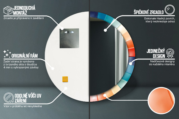 Runder spiegel aufdruck Radiale konzentrische Gürtel