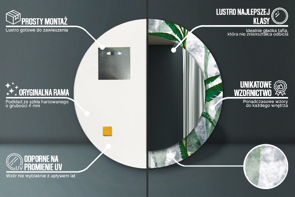 Runder spiegel aufdruck Tropenblätter