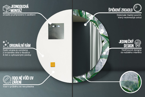 Runder spiegel aufdruck Tropenblätter