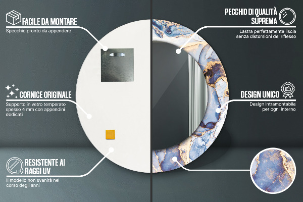 Runder spiegel aufdruck Abstrakte flüssige Kunst