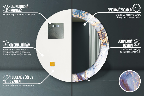 Runder spiegel aufdruck Abstrakte flüssige Kunst