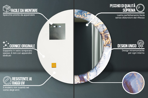 Runder spiegel aufdruck Abstrakte flüssige Kunst