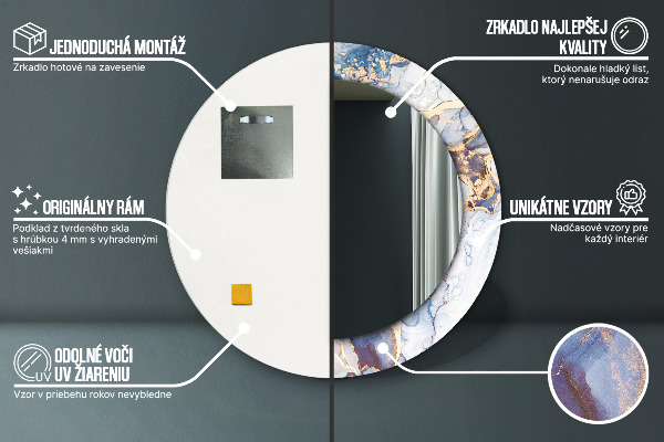 Runder spiegel aufdruck Abstrakte flüssige Kunst