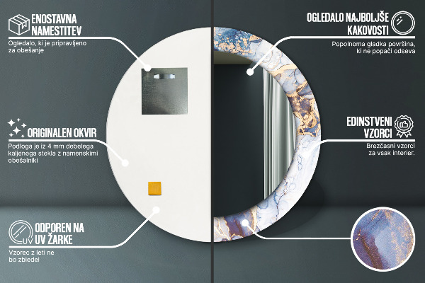 Runder spiegel aufdruck Abstrakte flüssige Kunst