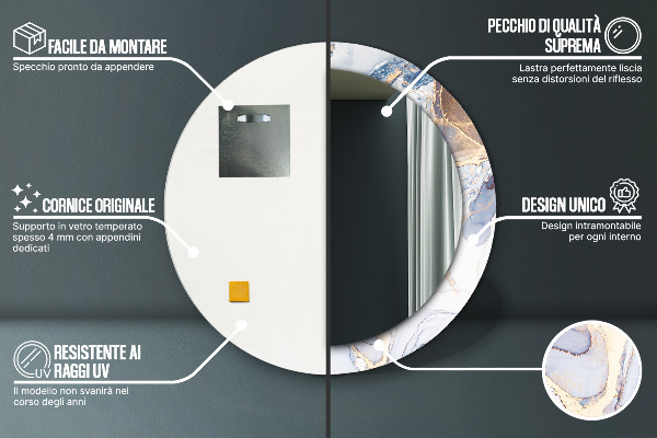 Runder spiegel aufdruck Abstrakte flüssige Kunst