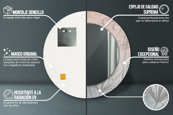 Runder spiegel mit dekoration Tropische Blumen