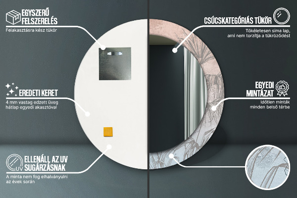 Runder spiegel mit dekoration Tropische Blumen