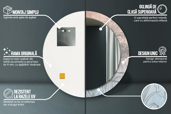 Runder spiegel mit dekoration Tropische Blumen