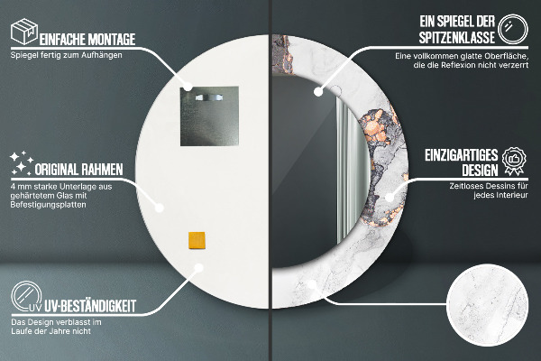 Runder spiegel mit dekoration Zusammenfassung Flüssigkeit