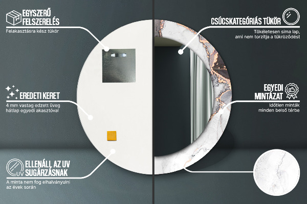 Runder spiegel mit dekoration Zusammenfassung Flüssigkeit