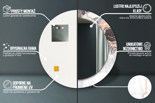 Runder spiegel mit dekoration Zusammenfassung Flüssigkeit