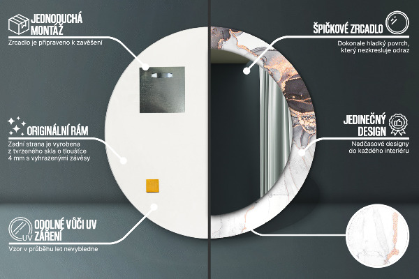 Runder spiegel mit dekoration Zusammenfassung Flüssigkeit