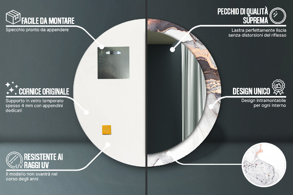 Runder spiegel mit dekoration Zusammenfassung Flüssigkeit