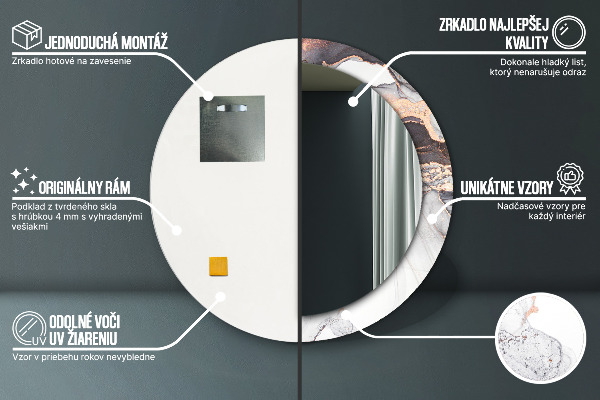 Runder spiegel mit dekoration Zusammenfassung Flüssigkeit