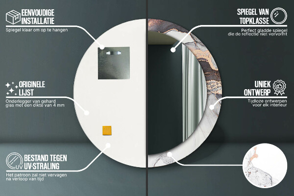 Runder spiegel mit dekoration Zusammenfassung Flüssigkeit