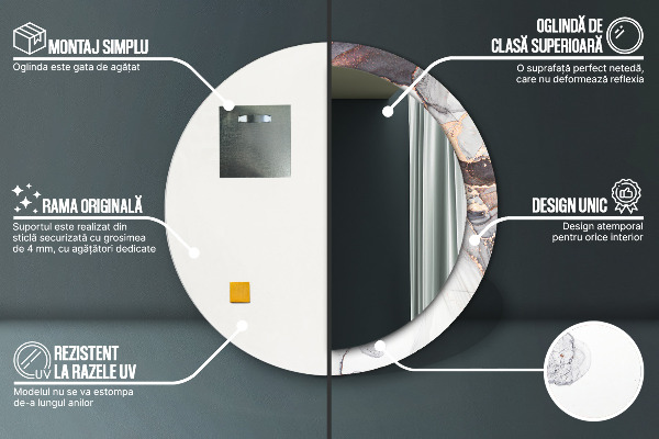 Runder spiegel mit dekoration Zusammenfassung Flüssigkeit