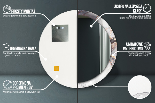 Runder spiegel mit dekoration Zusammenfassung Flüssigkeit