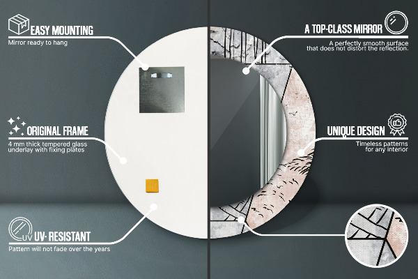 Runder spiegel mit dekoration Tiere ab