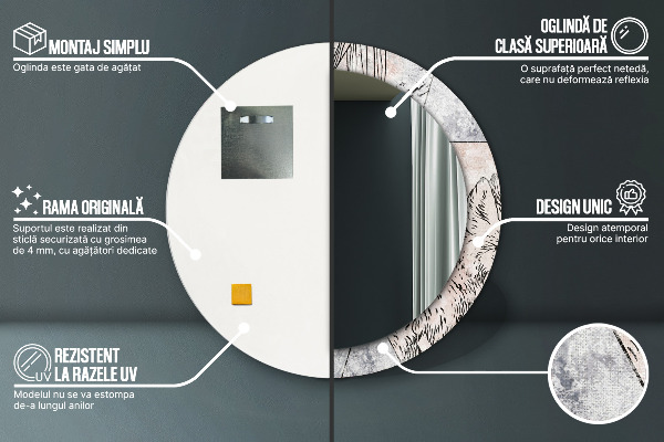 Runder spiegel mit dekoration Tiere ab