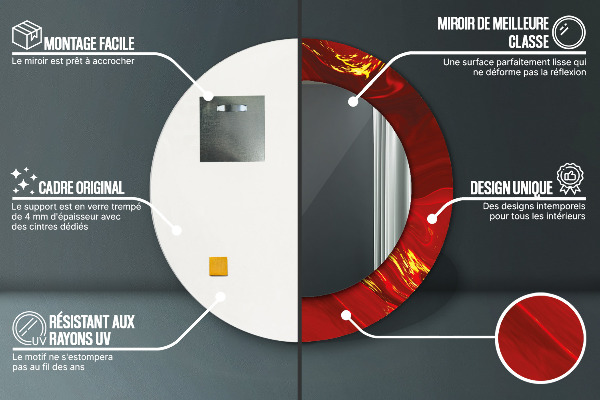 Runder spiegel mit dekoration Roter Marmor