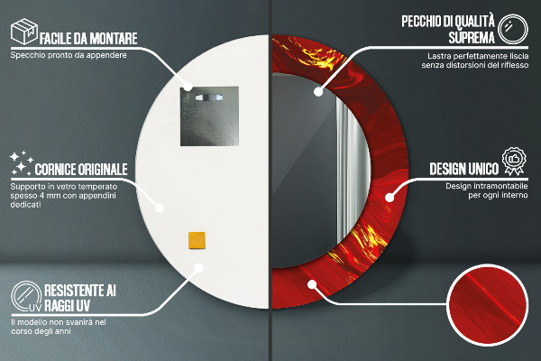 Runder spiegel mit dekoration Roter Marmor