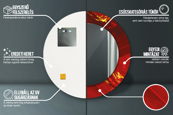 Runder spiegel mit dekoration Roter Marmor