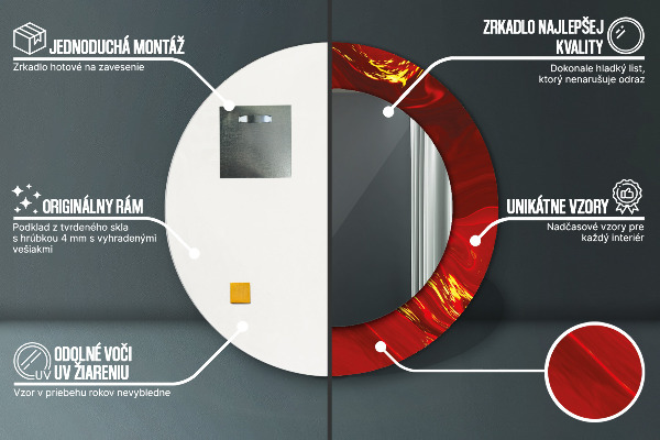 Runder spiegel mit dekoration Roter Marmor