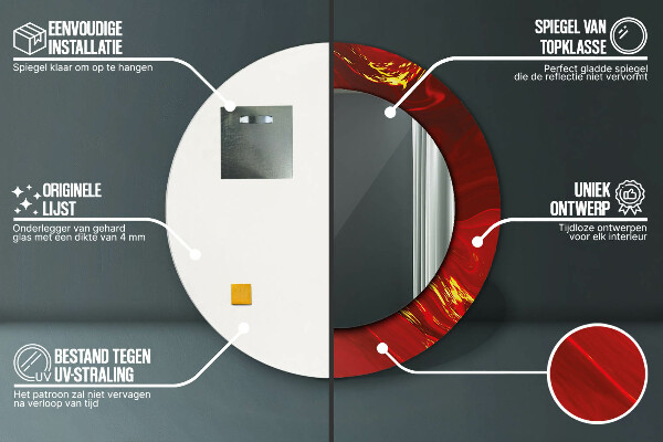 Runder spiegel mit dekoration Roter Marmor