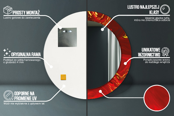 Runder spiegel mit dekoration Roter Marmor