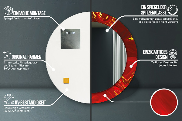 Runder spiegel mit dekoration Roter Marmor