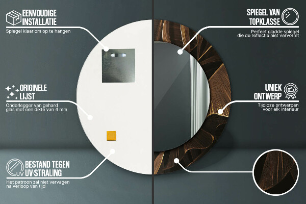 Runder spiegel mit dekoration Braune Bananenblätter