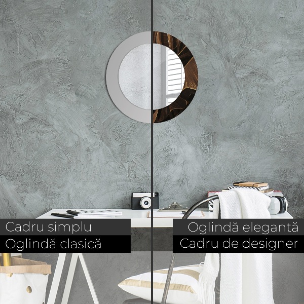 Runder spiegel mit dekoration Braune Bananenblätter