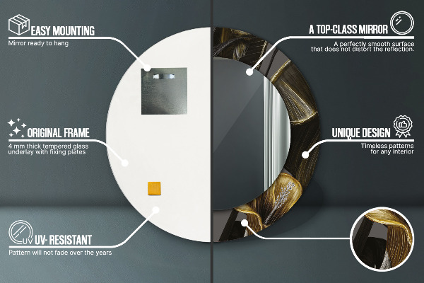 Runder spiegel bedrucktem rahmen Hibiskusblüten