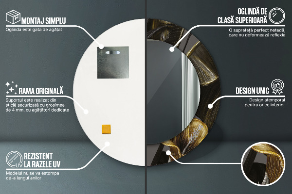 Runder spiegel bedrucktem rahmen Hibiskusblüten