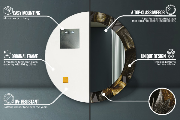 Runder spiegel bedrucktem rahmen Hibiskusblüten