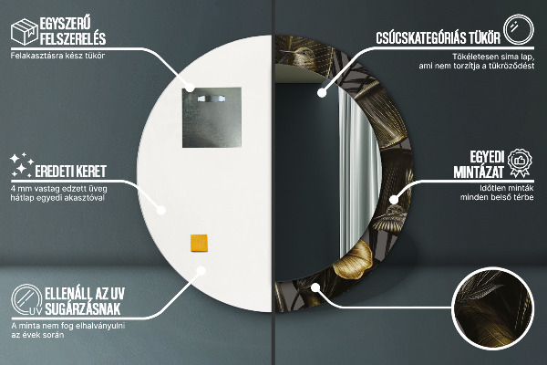 Runder spiegel bedrucktem rahmen Hibiskusblüten