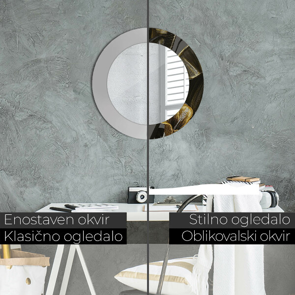 Runder spiegel bedrucktem rahmen Hibiskusblüten