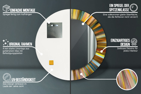 Runder spiegel bedrucktem rahmen Abstraktes radiales Muster