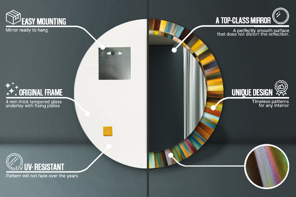 Runder spiegel bedrucktem rahmen Abstraktes radiales Muster