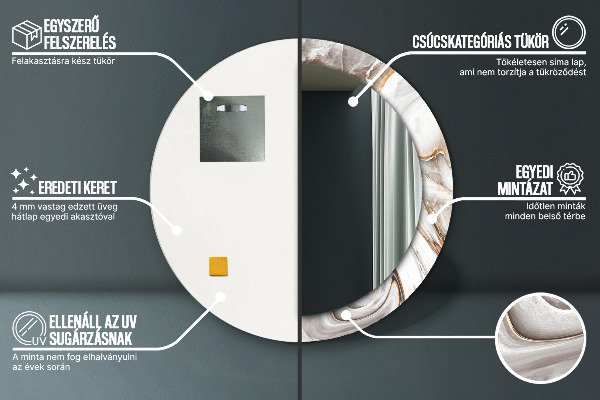 Runder spiegel bedrucktem rahmen Heller Marmor