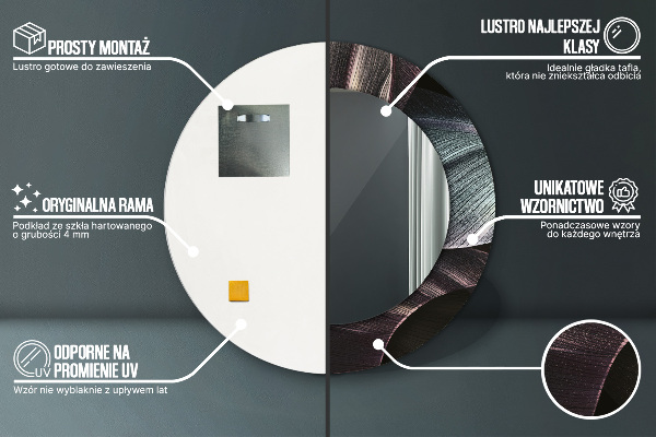 Runder spiegel bedrucktem rahmen Dunkle tropische Blätter