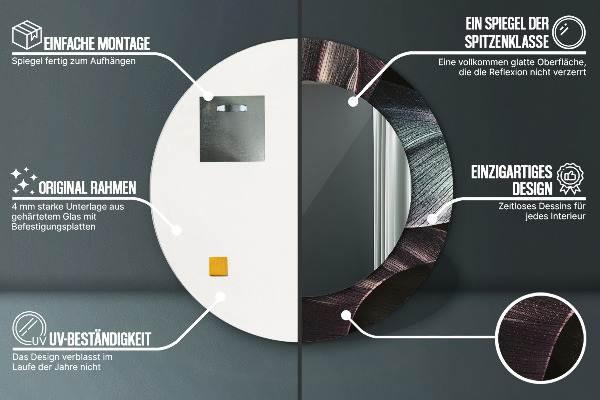 Runder spiegel bedrucktem rahmen Dunkle tropische Blätter