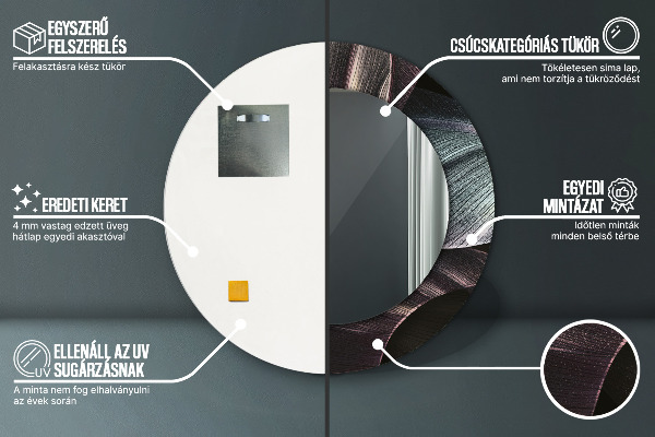 Runder spiegel bedrucktem rahmen Dunkle tropische Blätter