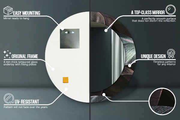 Runder spiegel bedrucktem rahmen Dunkle tropische Blätter